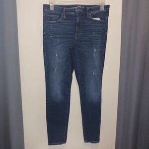 New Universal Thread Mid Rise Skinny Jeans Dark Wash Distressed Womens 10 30R‎